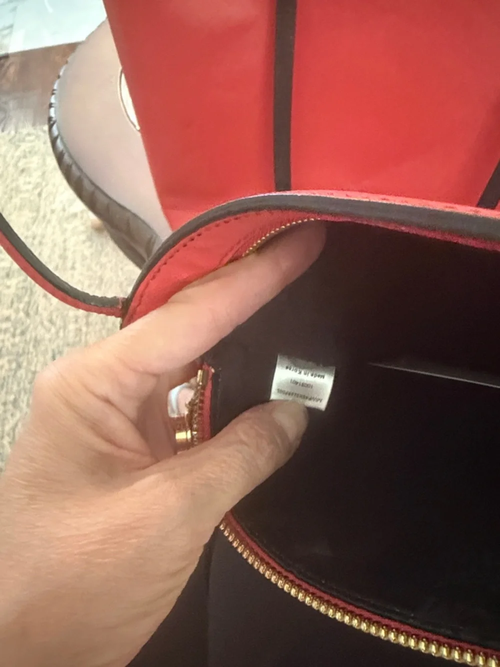 MCM Red Leather Tote Bag with Gold Accent - Picture 7 of 7